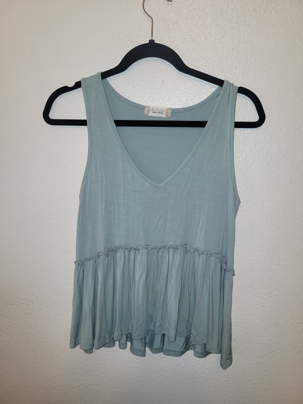 Altar'd State Sage Green Babydoll Peplum Tank Top Size Small Made in USA